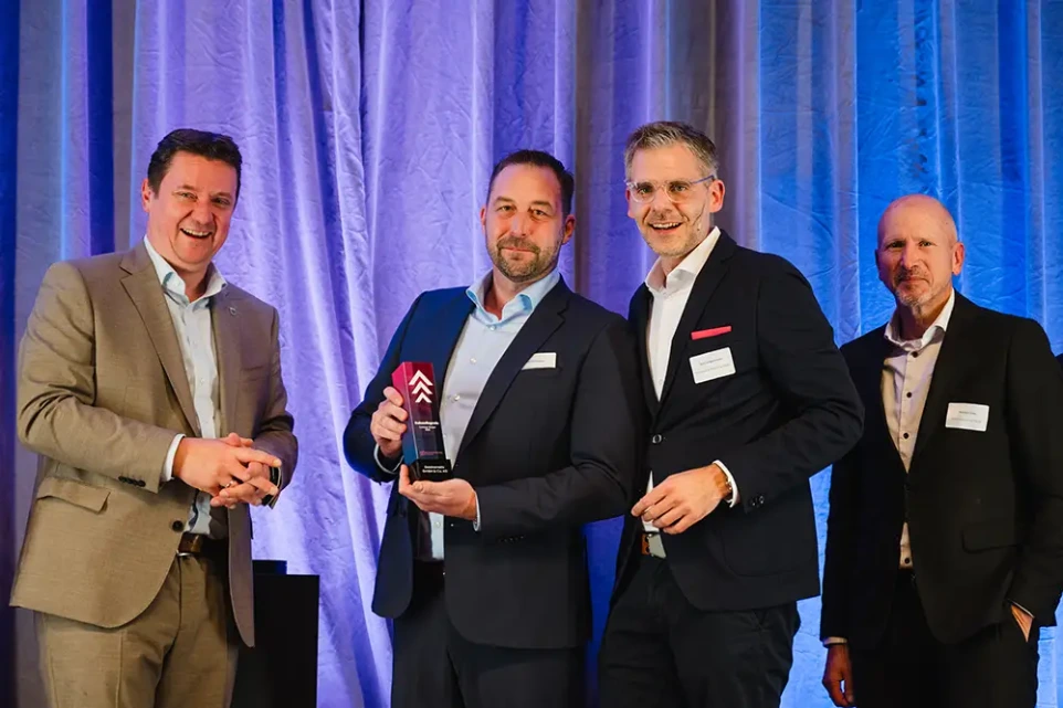 Geschäftsführer Sascha Pallasch bei Entgegennahme des Zukunftspreises 2025 für Gastromatix